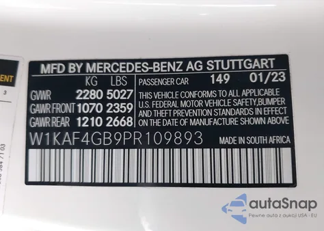 2023 Mercedes-Benz C 300 Sedan из США, поврежденный, VIN W1KAF4GB9PR109893